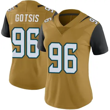 Nike Adam Gotsis Women's Limited Jacksonville Jaguars Gold Color Rush Vapor Untouchable Jersey
