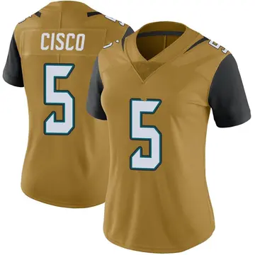 Nike Andre Cisco Women's Limited Jacksonville Jaguars Gold Color Rush Vapor Untouchable Jersey