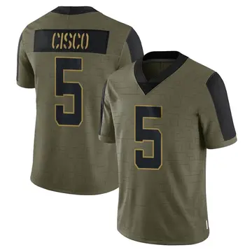 Nike Andre Cisco Youth Limited Jacksonville Jaguars Olive 2021 Salute To Service Jersey