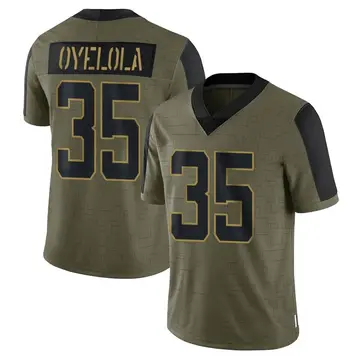 Nike Ayo Oyelola Men's Limited Jacksonville Jaguars Olive 2021 Salute To Service Jersey