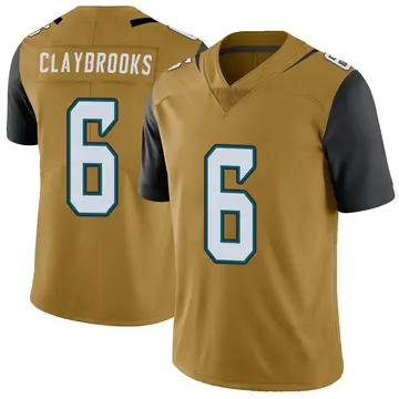 Nike Chris Claybrooks Men's Limited Jacksonville Jaguars Gold Color Rush Vapor Untouchable Jersey