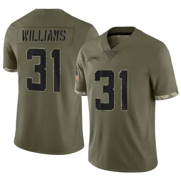 Nike Darious Williams Youth Limited Jacksonville Jaguars Olive 2022 Salute To Service Jersey