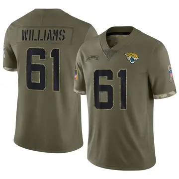 Nike Darryl Williams Youth Limited Jacksonville Jaguars Olive 2022 Salute To Service Jersey