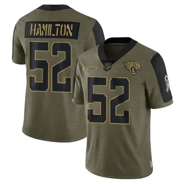 Nike Davon Hamilton Men's Limited Jacksonville Jaguars Olive DaVon Hamilton 2021 Salute To Service Jersey