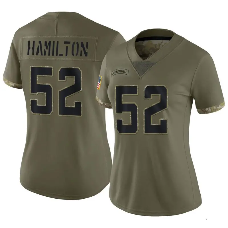 Nike Davon Hamilton Women's Limited Jacksonville Jaguars Olive DaVon Hamilton 2022 Salute To Service Jersey