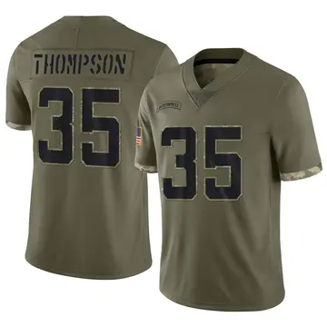Nike Deionte Thompson Men's Limited Jacksonville Jaguars Olive 2022 Salute To Service Jersey