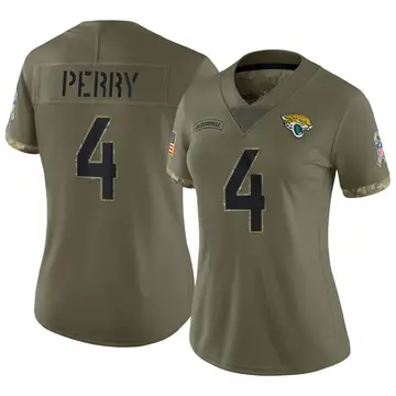 Nike E.J. Perry Women's Limited Jacksonville Jaguars Olive 2022 Salute To Service Jersey