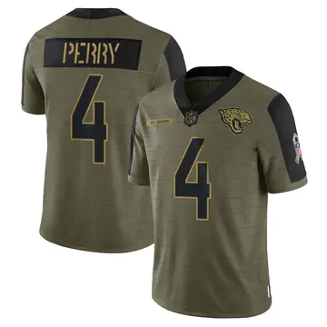 Nike E.J. Perry Youth Limited Jacksonville Jaguars Olive 2021 Salute To Service Jersey