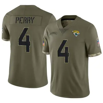 Nike E.J. Perry Youth Limited Jacksonville Jaguars Olive 2022 Salute To Service Jersey