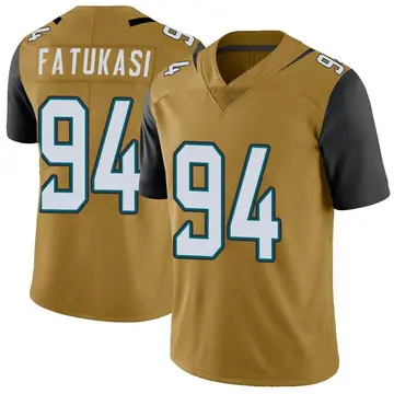 Nike Folorunso Fatukasi Men's Limited Jacksonville Jaguars Gold Color Rush Vapor Untouchable Jersey