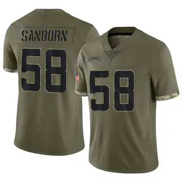 Nike Garrison Sanborn Men's Limited Jacksonville Jaguars Olive 2022 Salute To Service Jersey