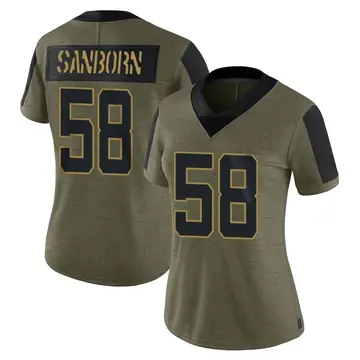 Nike Garrison Sanborn Women's Limited Jacksonville Jaguars Olive 2021 Salute To Service Jersey