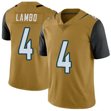 Nike Josh Lambo Men's Limited Jacksonville Jaguars Gold Color Rush Vapor Untouchable Jersey