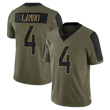 Nike Josh Lambo Men's Limited Jacksonville Jaguars Olive 2021 Salute To Service Jersey