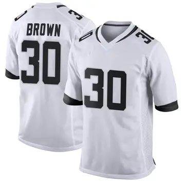 Nike Montaric Brown Men's Game Jacksonville Jaguars White Jersey