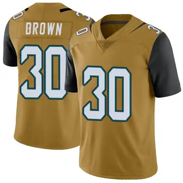 Nike Montaric Brown Men's Limited Jacksonville Jaguars Gold Color Rush Vapor Untouchable Jersey