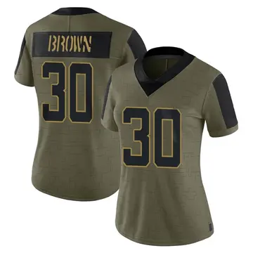 Nike Montaric Brown Women's Limited Jacksonville Jaguars Olive 2021 Salute To Service Jersey