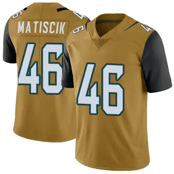 Nike Ross Matiscik Men's Limited Jacksonville Jaguars Gold Color Rush Vapor Untouchable Jersey