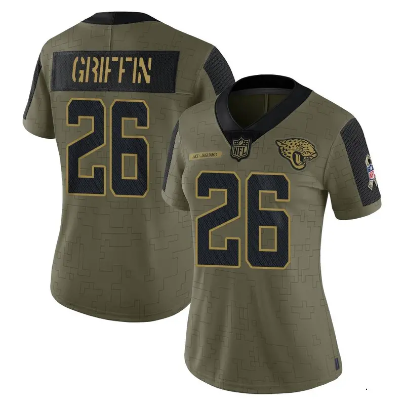 Nike Shaquill Griffin Women's Limited Jacksonville Jaguars Olive 2021 Salute To Service Jersey