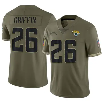 Nike Shaquill Griffin Youth Limited Jacksonville Jaguars Olive 2022 Salute To Service Jersey
