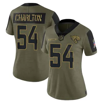 Nike Taco Charlton Women's Limited Jacksonville Jaguars Olive 2021 Salute To Service Jersey