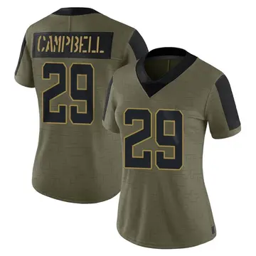 Nike Tevaughn Campbell Women's Limited Jacksonville Jaguars Olive 2021 Salute To Service Jersey