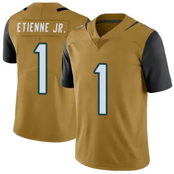 Nike Travis Etienne Jr. Youth Limited Jacksonville Jaguars Gold Color Rush Vapor Untouchable Jersey
