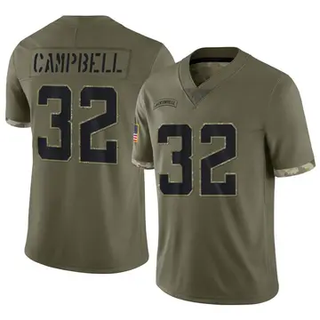 Nike Tyson Campbell Youth Limited Jacksonville Jaguars Olive 2022 Salute To Service Jersey